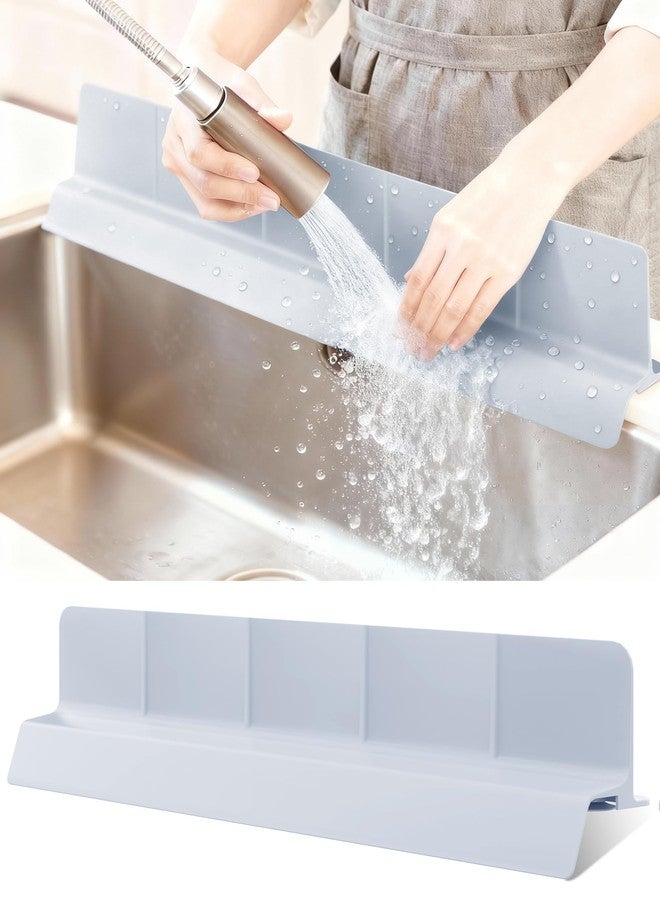 AyNirser Kitchen Sink Splash Guard 23" Silicone Water Guard with Strong Suction Cups, Faucet & Countertop Protector, Bathroom & Sink Edge Splash Guard Strip, Easy Install, Dishwasher Safe-Grey - Image 1